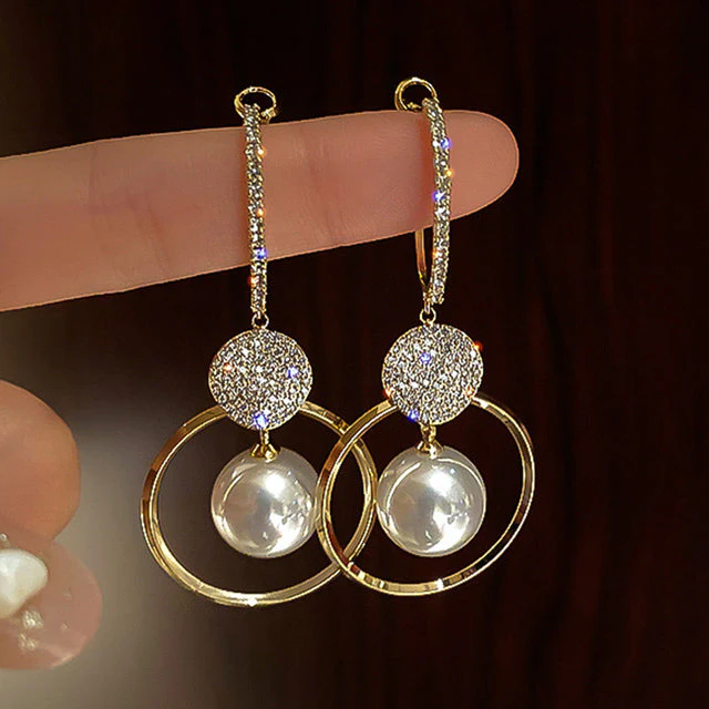 2025 New Korean Style Contracted Heart Pearl Earrings Zircon Geometric Stud Earring - Image 11