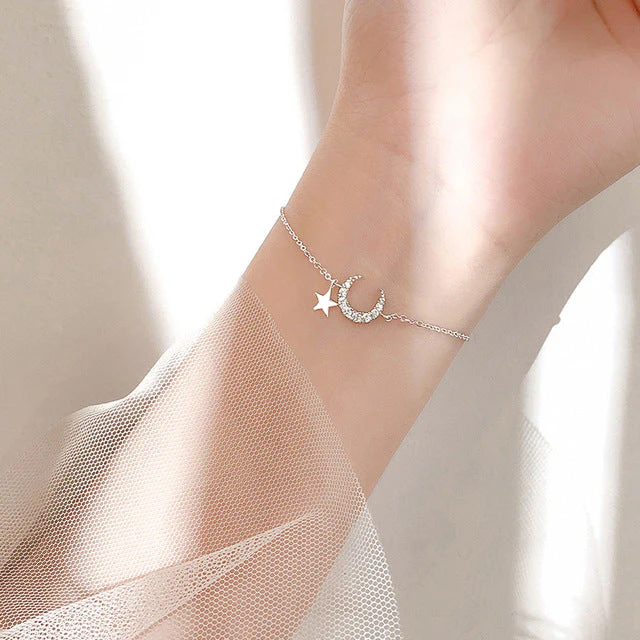 Japan Korea Star Moon Bracelet For Women Fashion Crystal Pearl Chain Jewelry - Image 6